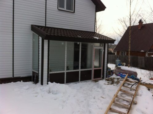 Цельностеклянная дверь. частный дом, д. Евлашево, Вологодская обл.